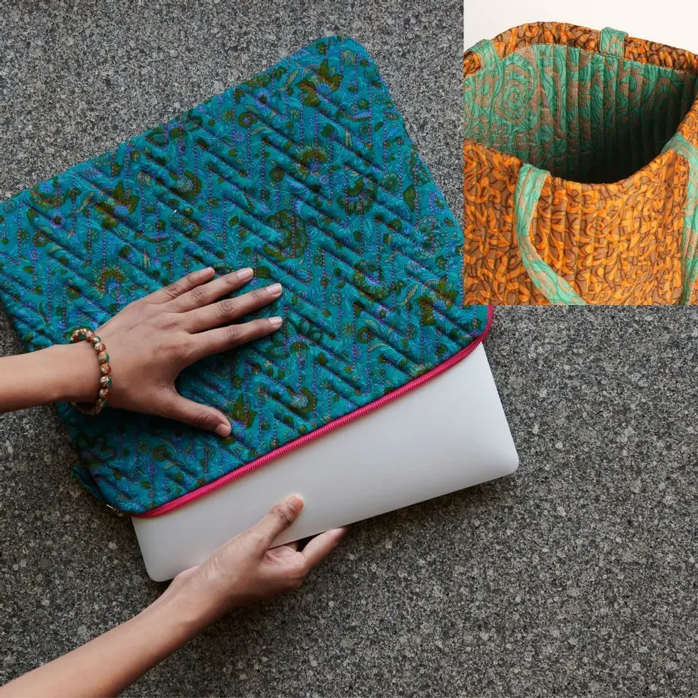 Bags and totes - Handcrafted quilted pouches - I WAS A SARI