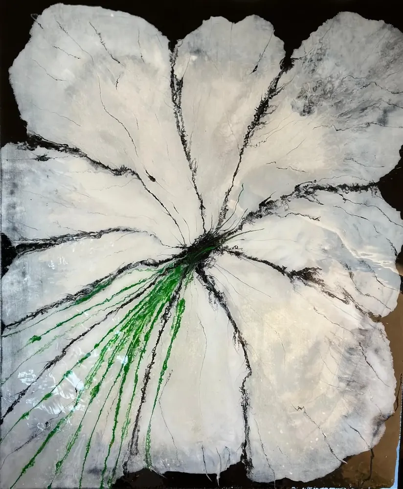 Paintings - Acrylic Resin Painting Green Light - TURIK&ART (KSENIIA TURIK)