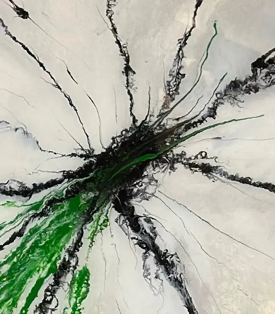 Paintings - Acrylic Resin Painting Green Light - TURIK&ART (KSENIIA TURIK)