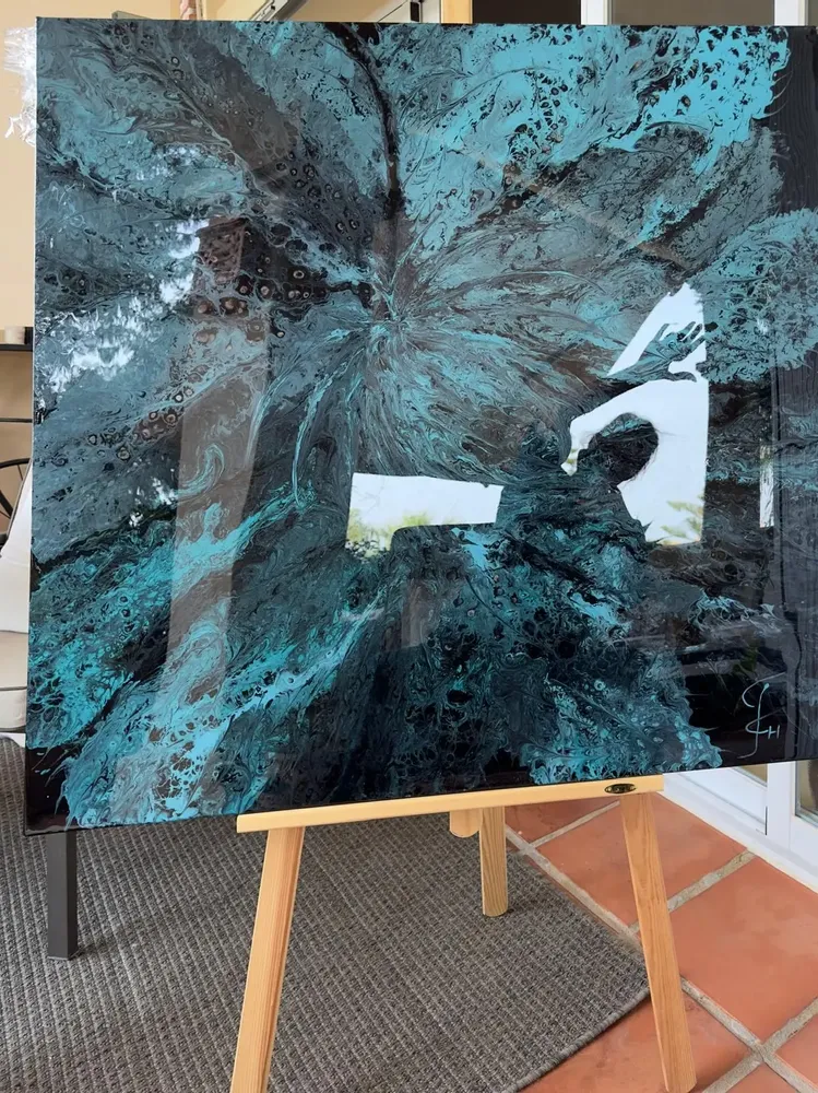 Paintings - Painting acrylic and resin "Underwater Flowers" - TURIK&ART (KSENIIA TURIK)