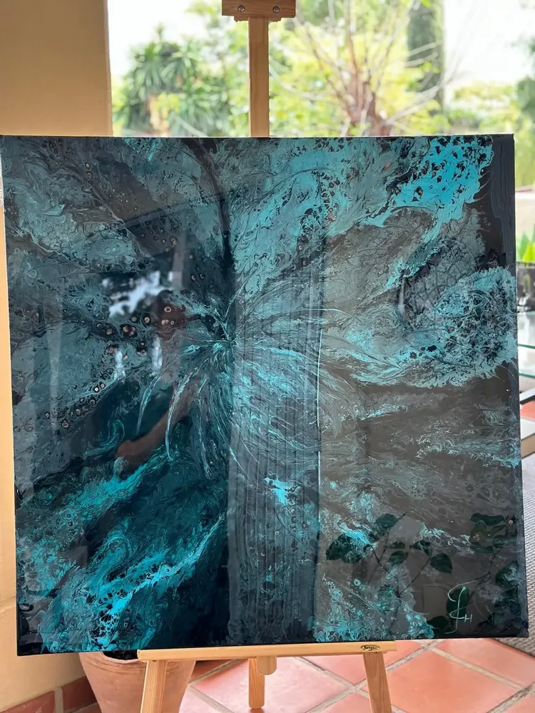 Paintings - Painting acrylic and resin "Underwater Flowers" - TURIK&ART (KSENIIA TURIK)