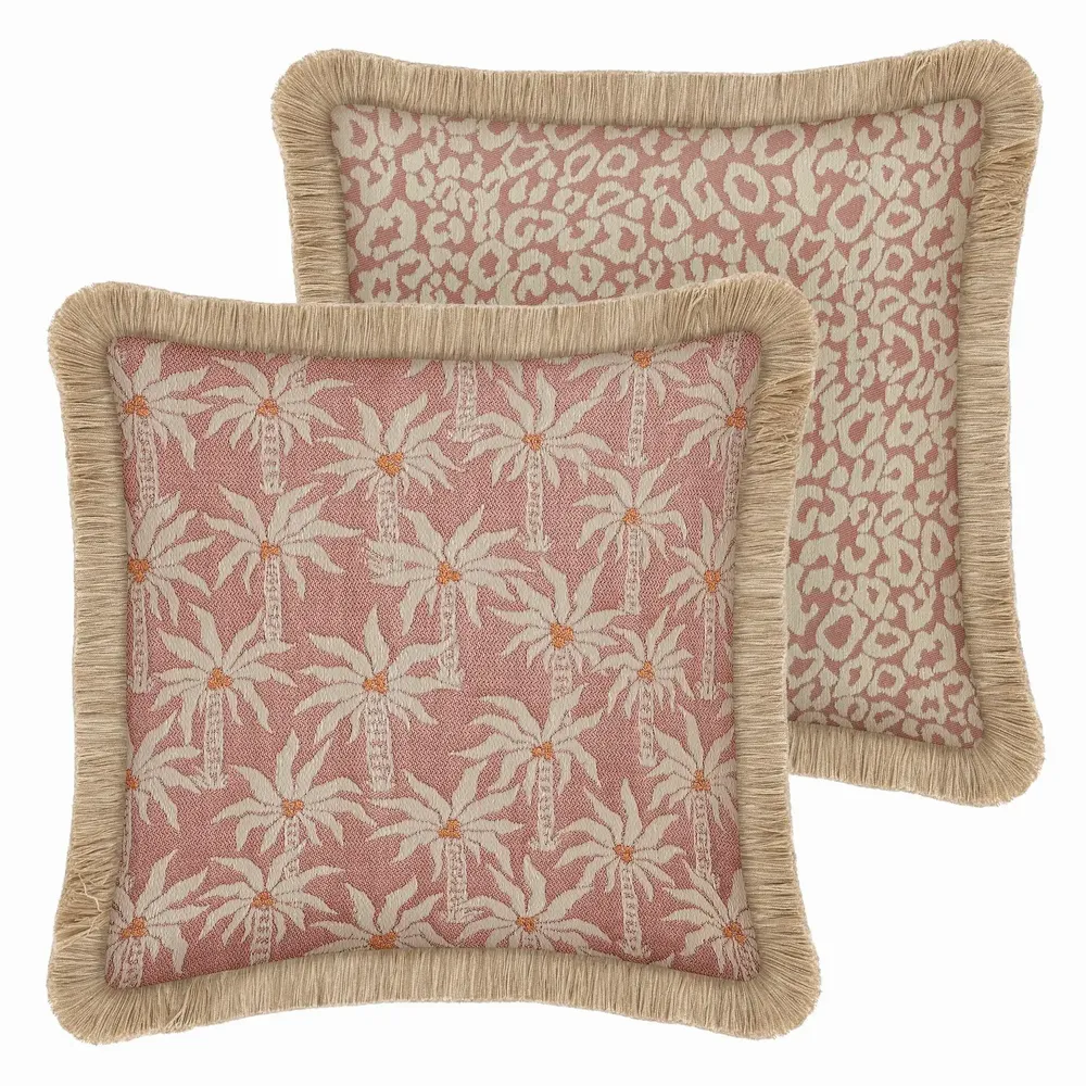 Tissus pour extérieurs - Coussin Réversible Laura Rose & Écru x Maya Rose & Écru - PALAIS SUSTAINABLE LUXURY
