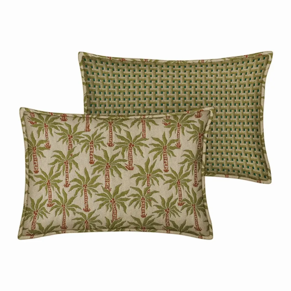 Garden textiles - Double sided cushion Laura Olive & Spice x Janis Moss & Olive - PALAIS SUSTAINABLE LUXURY