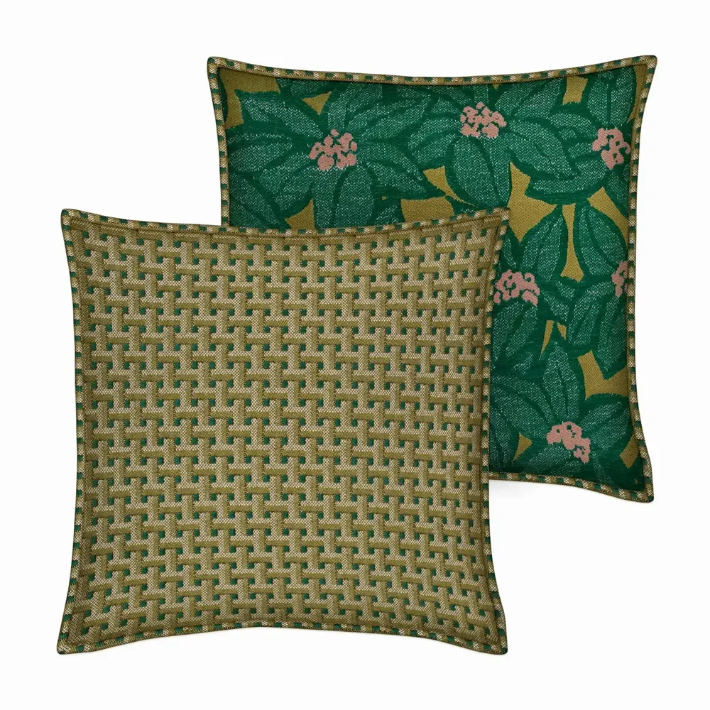 Garden textiles - Double sided cushion Janis Moss & Olive x Michelle Moss & Olive - PALAIS SUSTAINABLE LUXURY