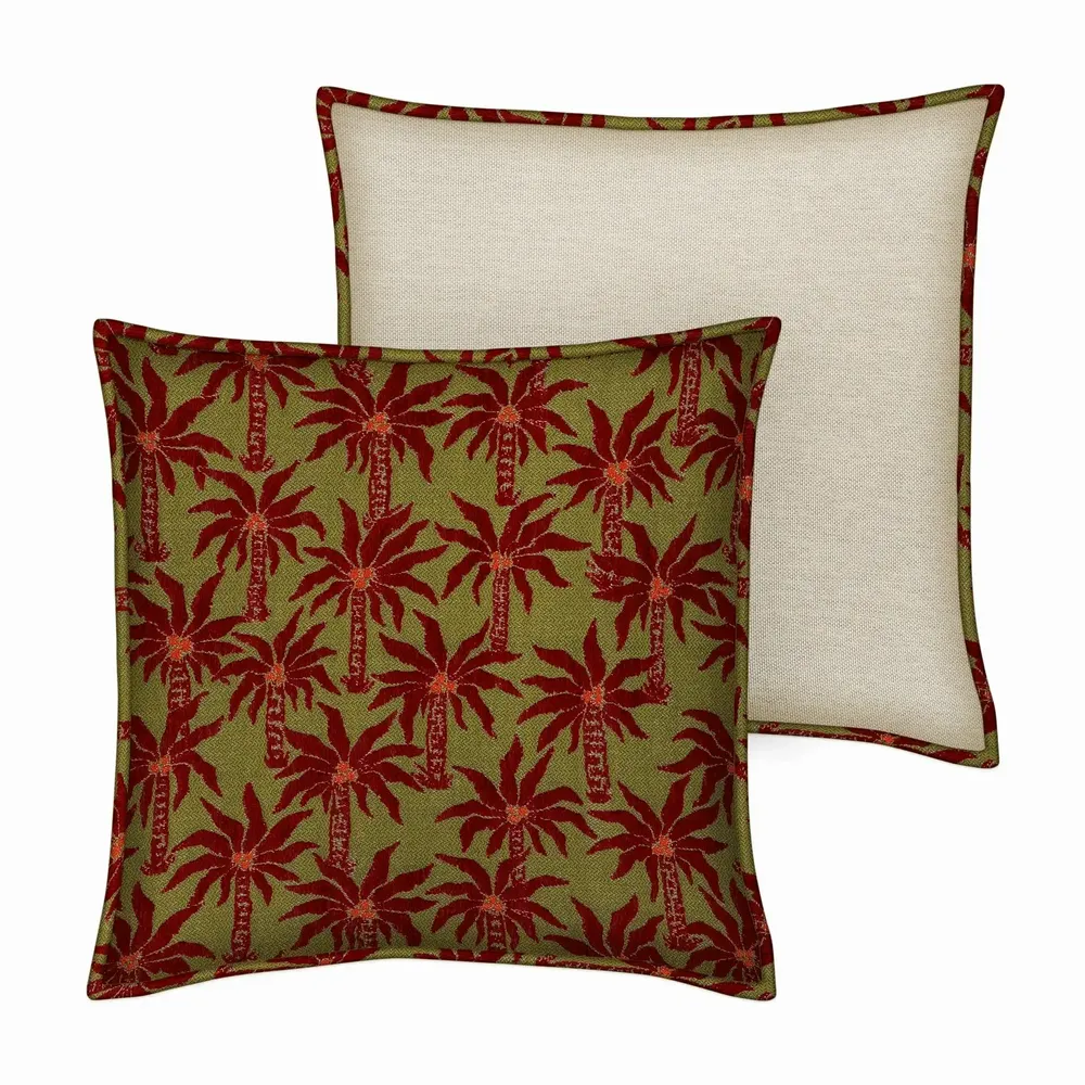 Garden textiles - Cushion Laura Olive & Bordeaux - PALAIS SUSTAINABLE LUXURY
