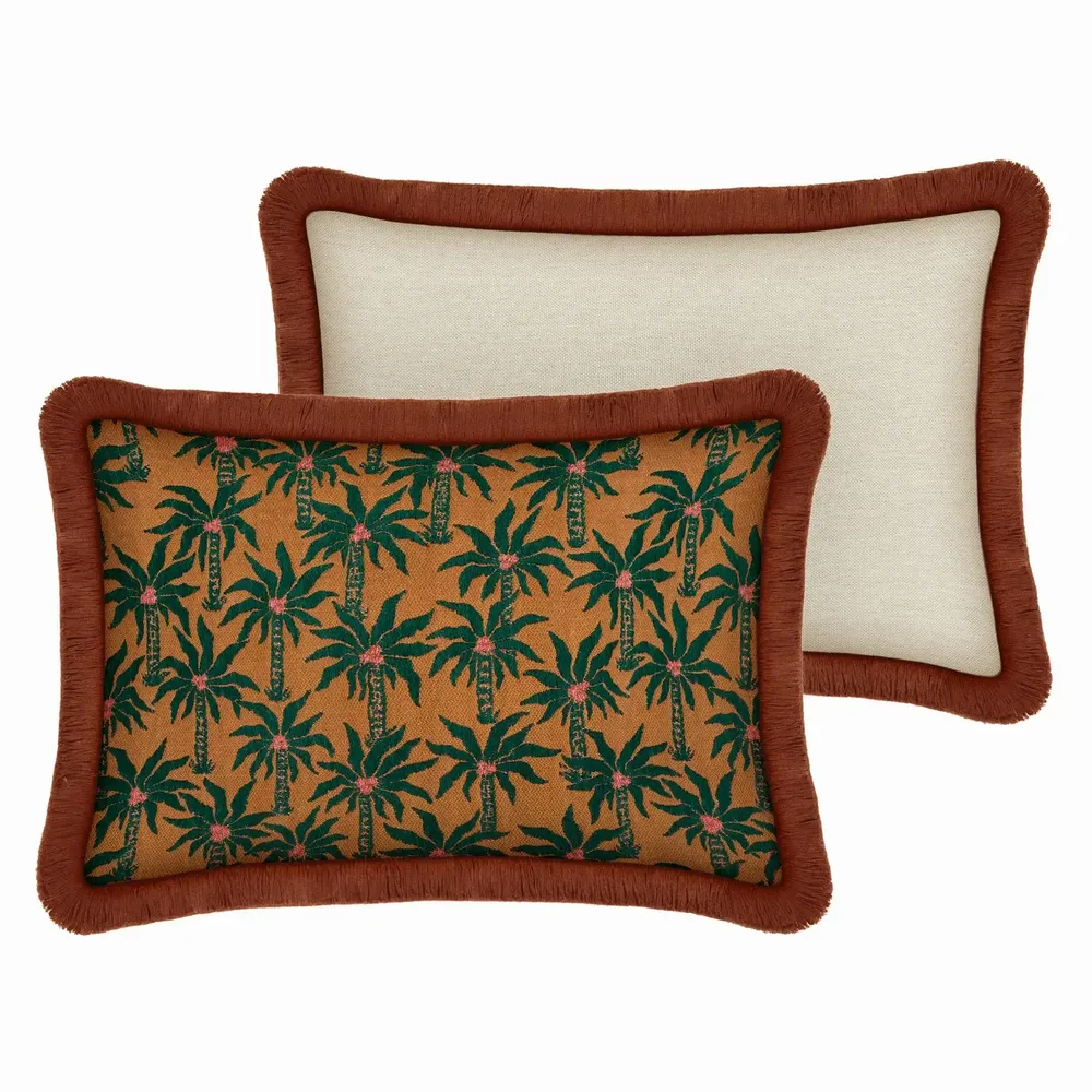 Tissus pour extérieurs - Coussin Laura Mousse & Caramel - PALAIS SUSTAINABLE LUXURY