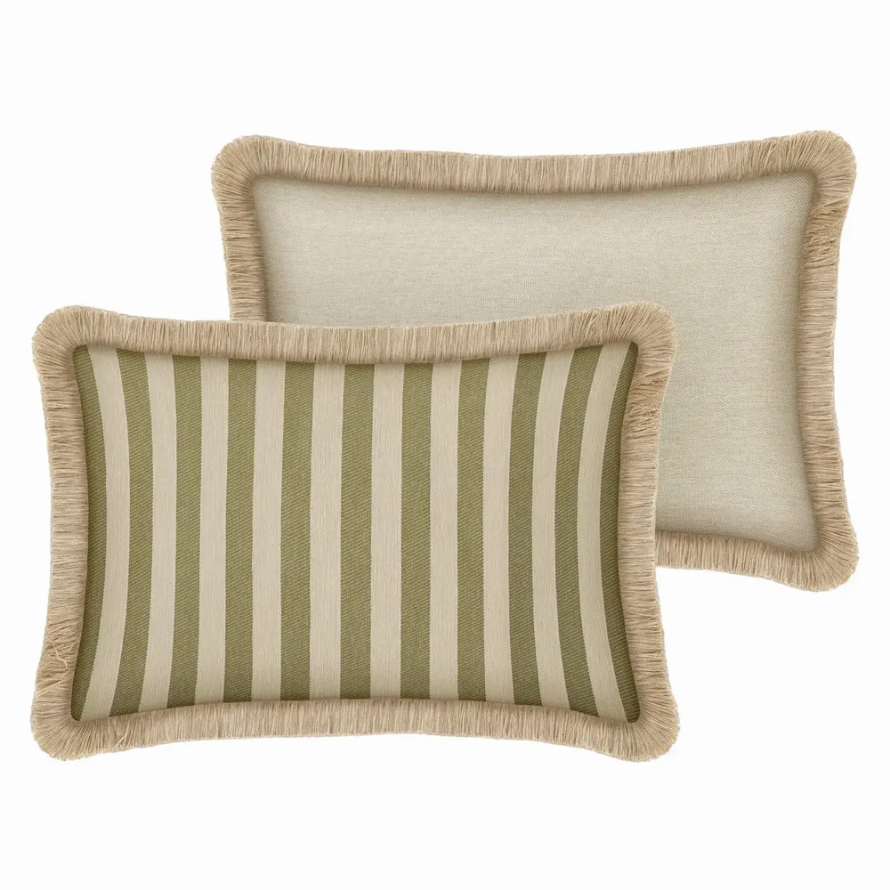 Tissus pour extérieurs - Coussin Jackie Olive & Écru - PALAIS SUSTAINABLE LUXURY