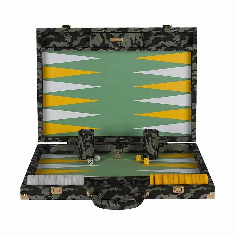Petite maroquinerie - Backgammon Camouflage - Cuir végétalien - Grand - VIDO LUXURY BOARD GAMES