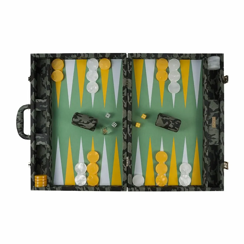 Petite maroquinerie - Backgammon Camouflage - Cuir végétalien - Grand - VIDO LUXURY BOARD GAMES