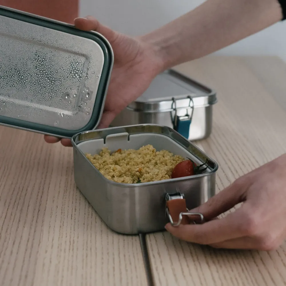 Food storage - Stainless Steel Lunch Box with heat safe insert - Terracotta - EKOBO