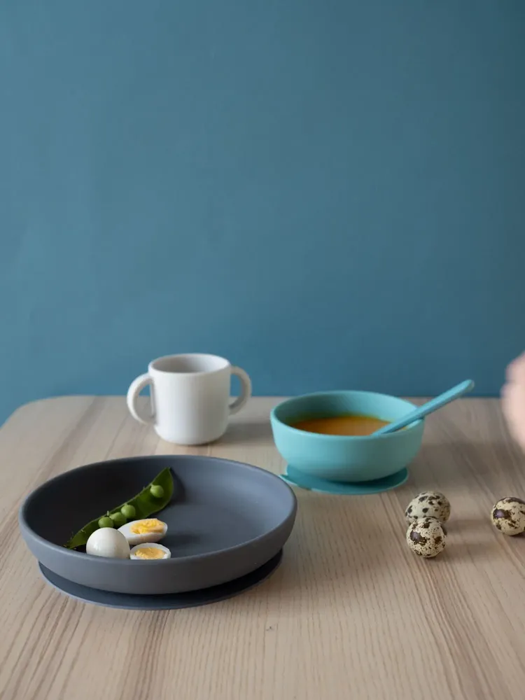 Repas pour enfant - Set 2 Assiettes ventouses en silicone - Cloud / Storm - EKOBO