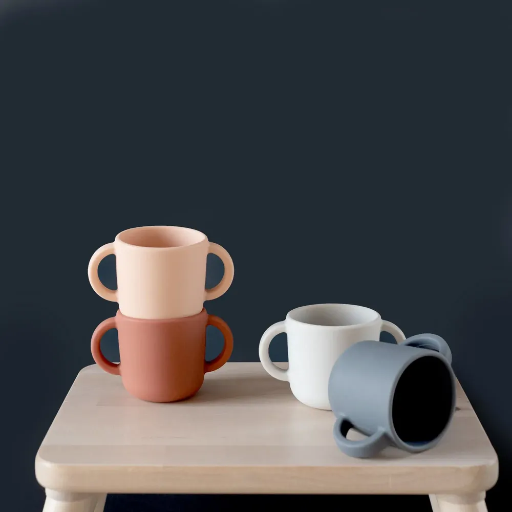 Children's mealtime - Silicone Cup with handles - 2 Pack Blush/ Terracotta - EKOBO