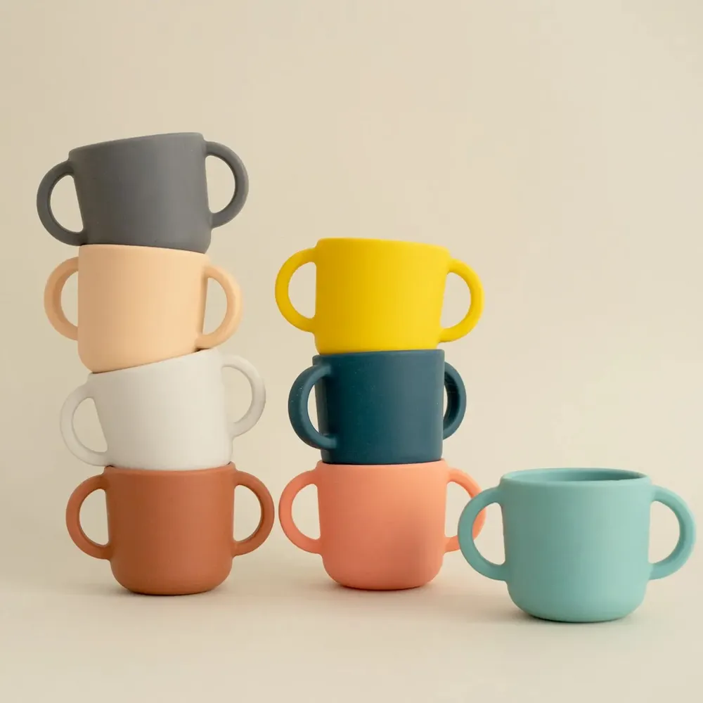 Repas pour enfant - Set de 2 tasses d'apprentissage en silicone - Blue Abyss / Lagoon - EKOBO