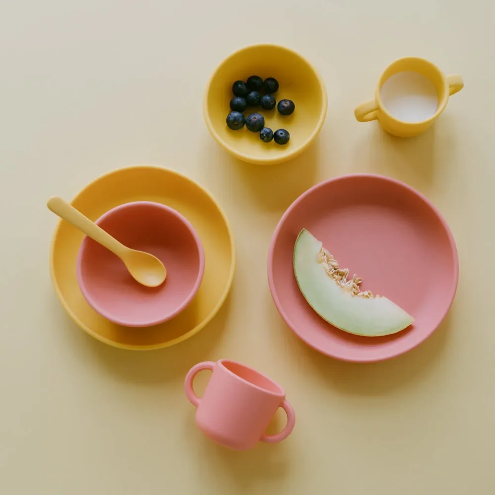 Children's mealtime - Silicone Cup with handles - 2 Pack Coral / Mimosa - EKOBO