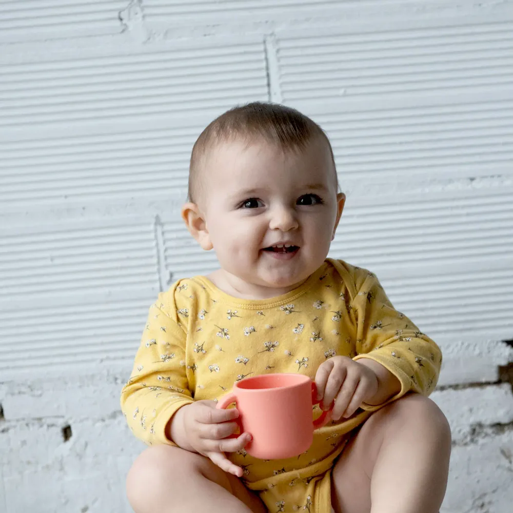 Children's mealtime - Silicone Cup with handles - 2 Pack Coral / Mimosa - EKOBO