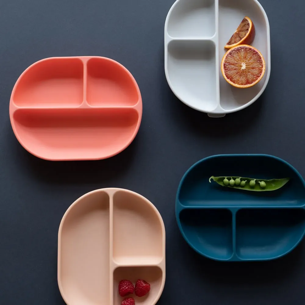 Repas pour enfant - Assiette compartimentée en silicone - Blush - EKOBO