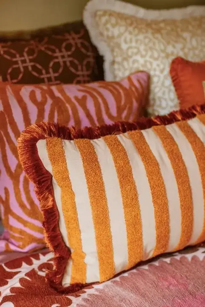 Coussins textile - Coussin Jackie Rouille & Sable - PALAIS SUSTAINABLE LUXURY