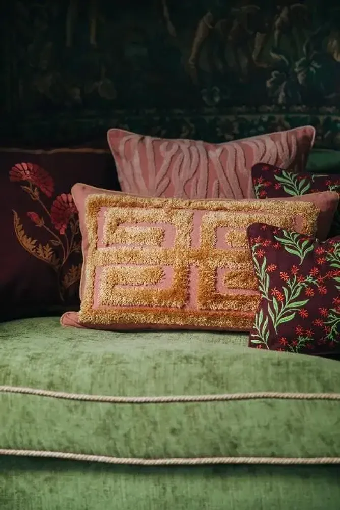 Fabric cushions - Cushion Cleo Blush & Raffia - PALAIS SUSTAINABLE LUXURY