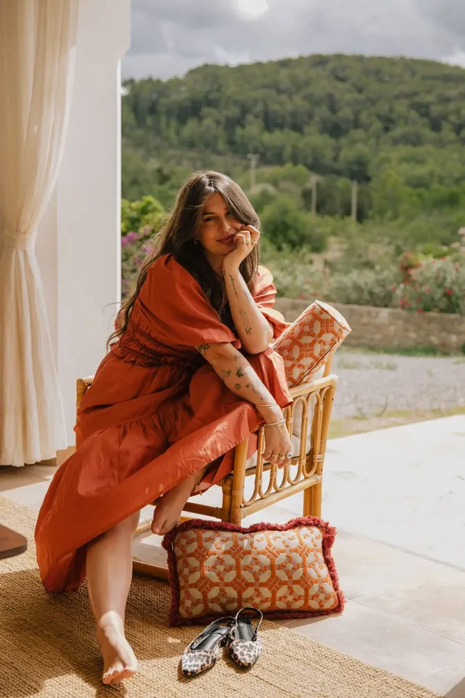 Garden textiles - Bolster Coco Burnt Orange & Rose - PALAIS SUSTAINABLE LUXURY