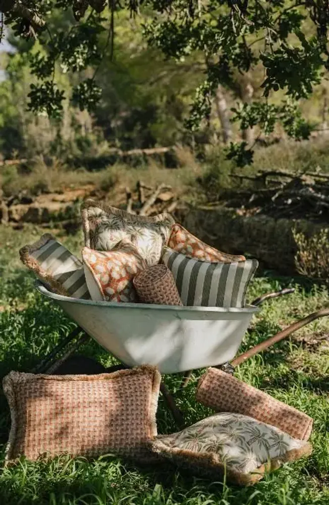 Garden textiles - Bolster Janis Burnt Orange - PALAIS SUSTAINABLE LUXURY