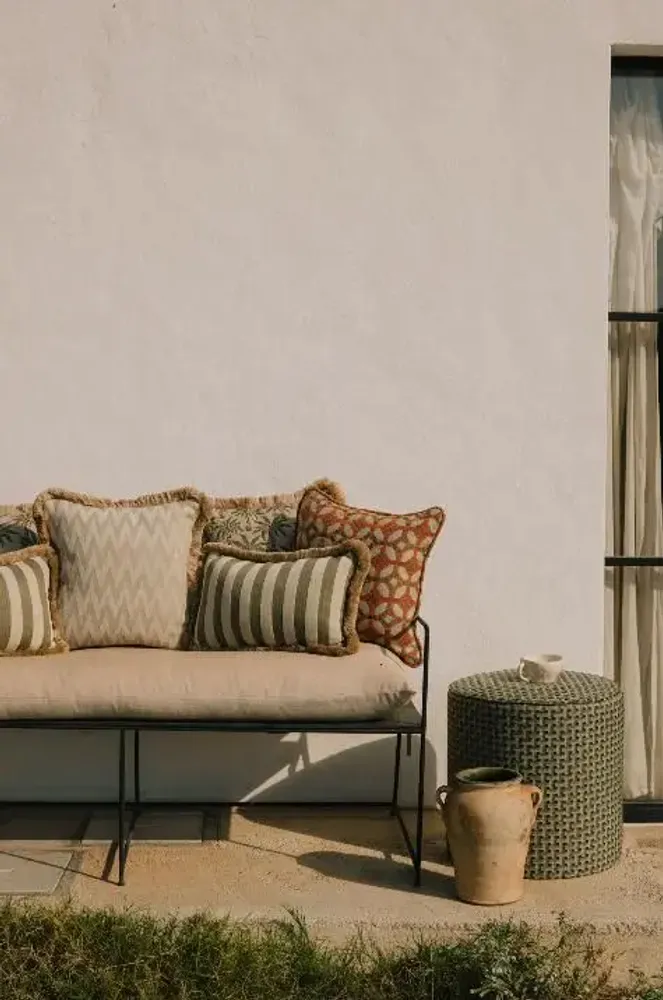 Garden textiles - Cushion Coco Burnt Orange & Olive - PALAIS SUSTAINABLE LUXURY