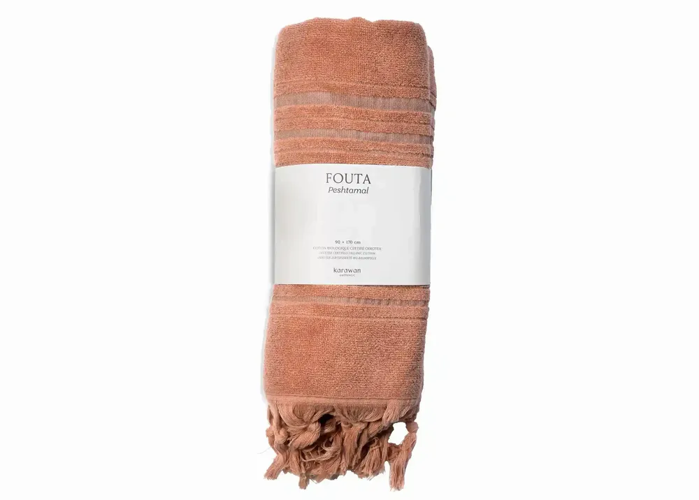 Serviettes de bain - FOUTA EN COTON BIOLOGIQUE - COLLECTION DOLCE - COULEUR AMBRE - KARAWAN AUTHENTIC