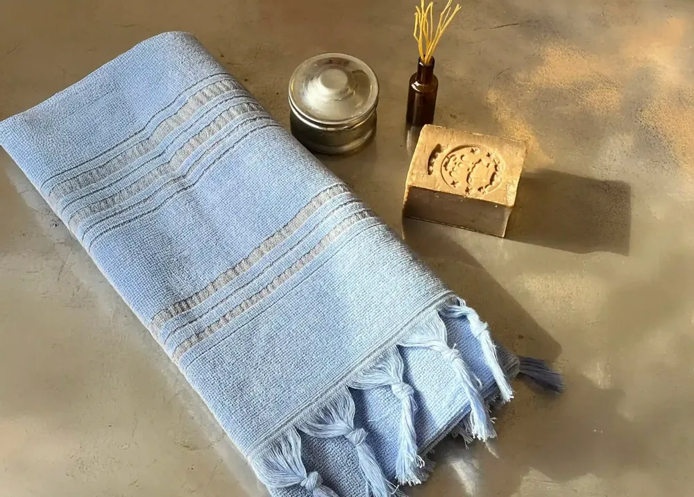 Bath towels - ORGANIC COTTON FOUTA - DOLCE - AZURINE Collection - KARAWAN AUTHENTIC