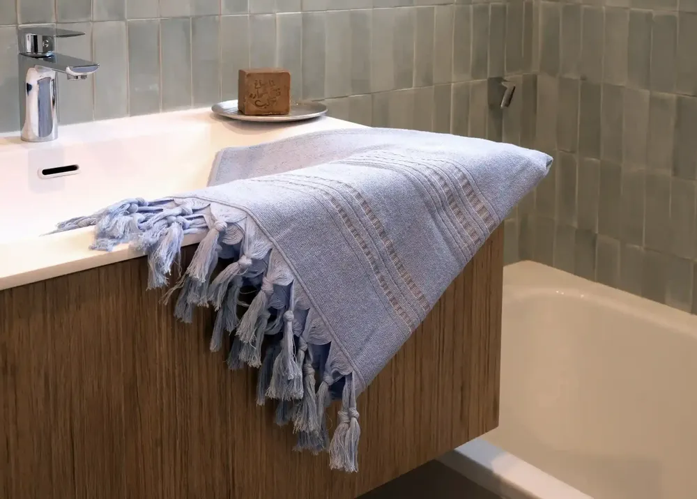 Bath towels - ORGANIC COTTON FOUTA - DOLCE - AZURINE Collection - KARAWAN AUTHENTIC