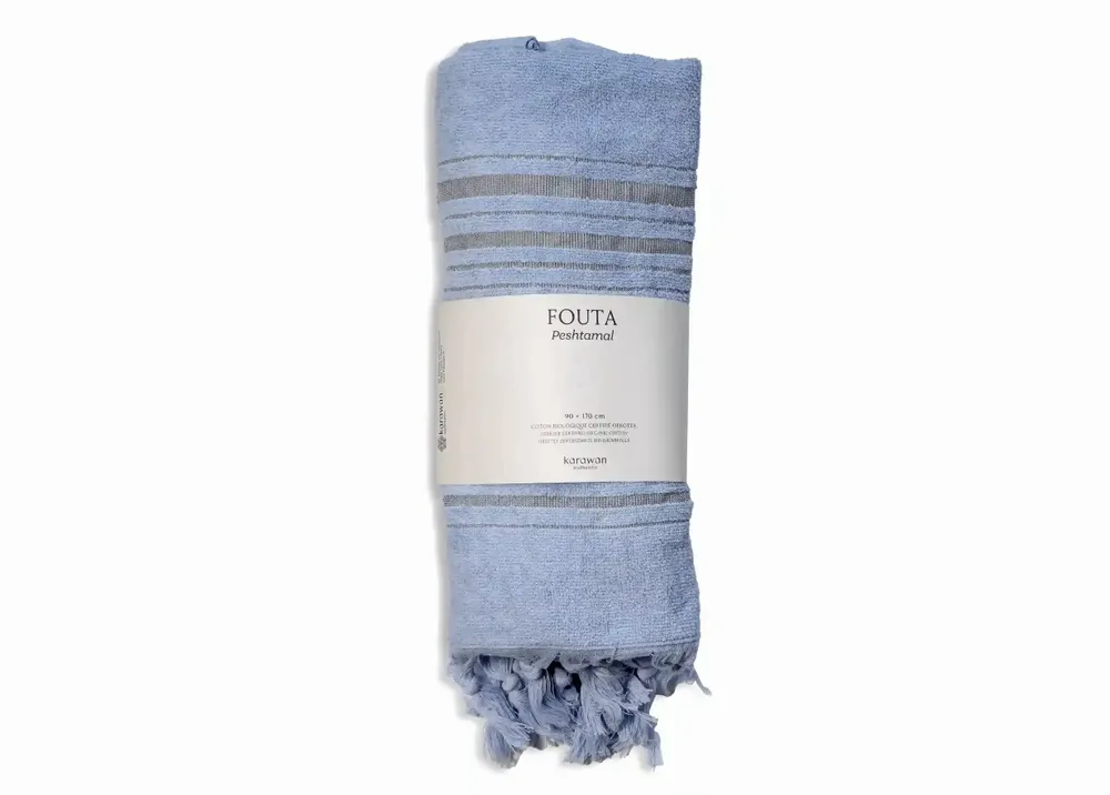 Bath towels - ORGANIC COTTON FOUTA - DOLCE - AZURINE Collection - KARAWAN AUTHENTIC