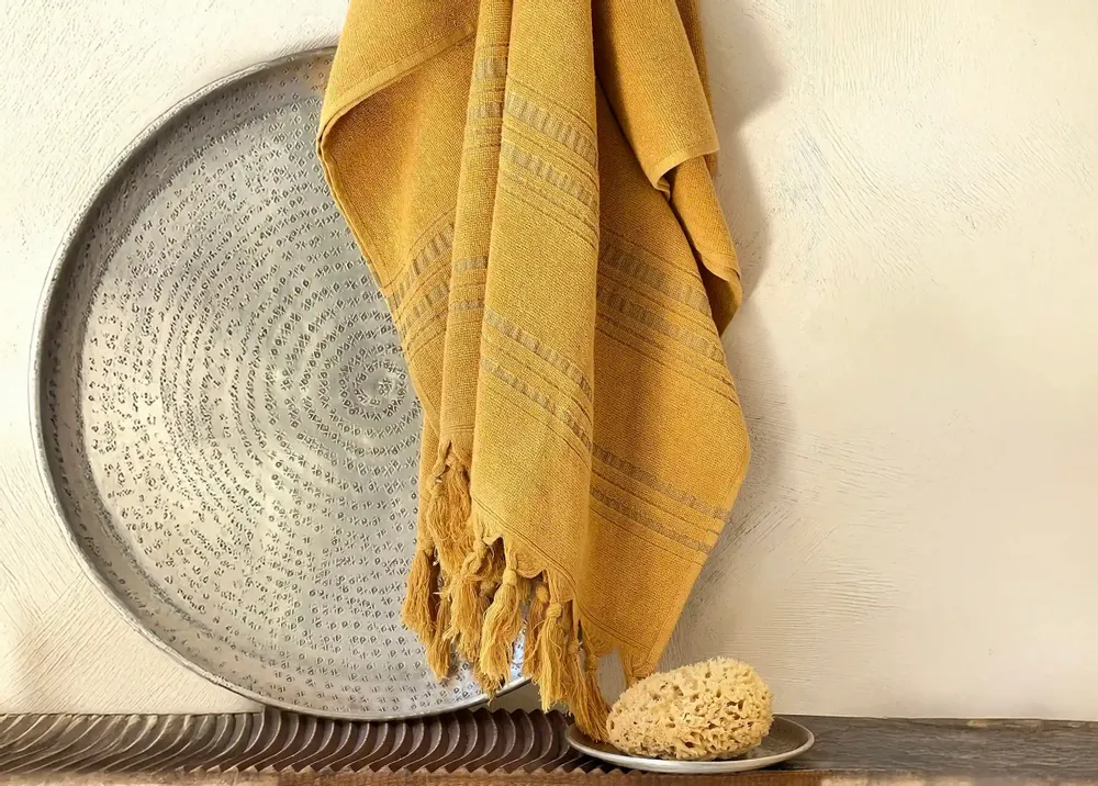 Bath towels - ORGANIC COTTON FOUTA - DOLCE COLLECTION - CITRINE COLOR - KARAWAN AUTHENTIC