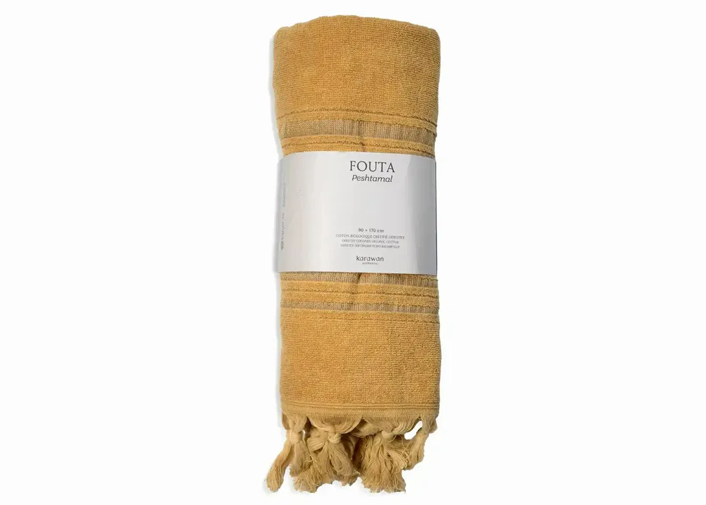 Bath towels - ORGANIC COTTON FOUTA - DOLCE COLLECTION - CITRINE COLOR - KARAWAN AUTHENTIC