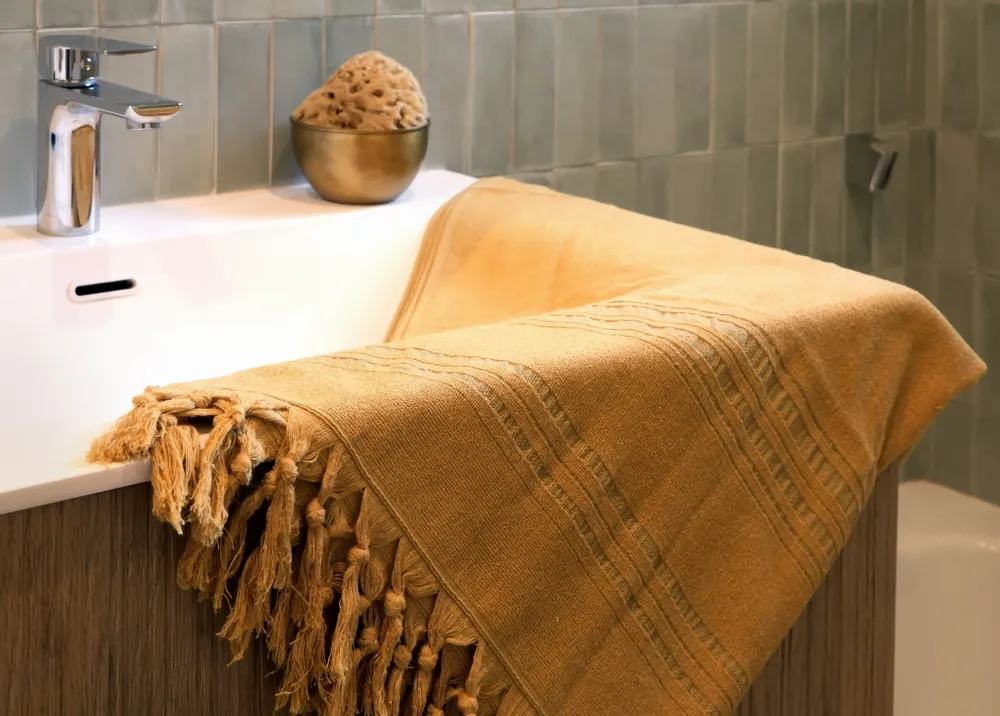 Bath towels - ORGANIC COTTON FOUTA - DOLCE COLLECTION - CITRINE COLOR - KARAWAN AUTHENTIC