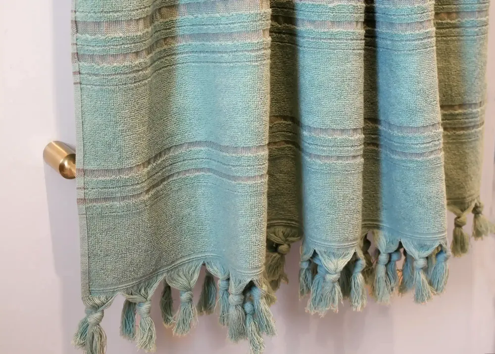 Serviettes de bain - FOUTA EN COTON BIOLOGIQUE - COLLECTION DOLCE - COULEUR JADE - KARAWAN AUTHENTIC