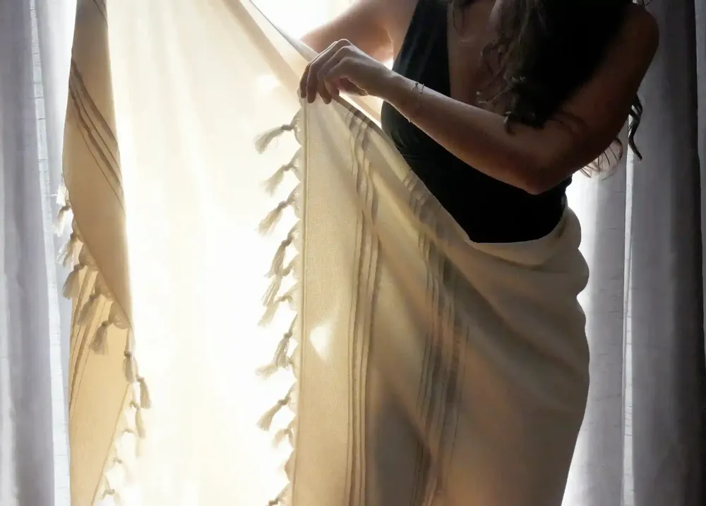 Bath towels - ORGANIC COTTON FOUTA - DOLCE COLLECTION - MOONSTONE COLOR - KARAWAN AUTHENTIC