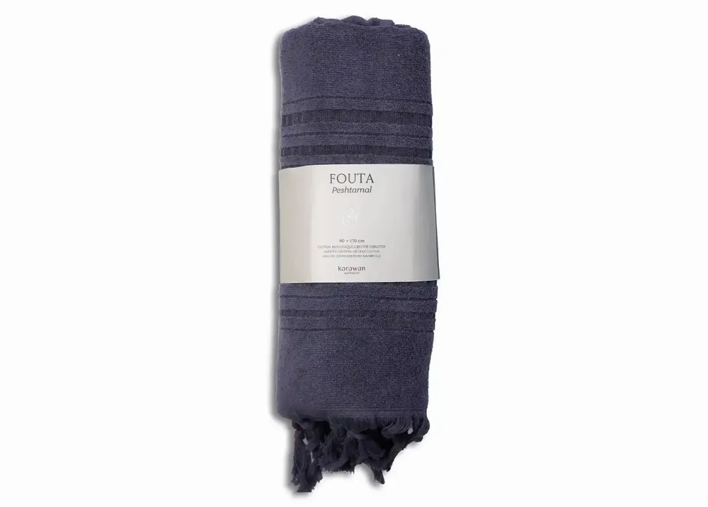 Serviettes de bain - FOUTA EN COTON BIOLOGIQUE - COLLECTION DOLCE - COULEUR ONYX - KARAWAN AUTHENTIC