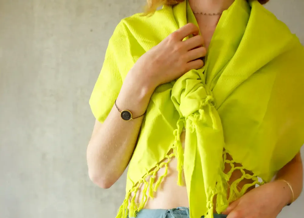 Serviettes de bain - FOUTA EN COTON BIOLOGIQUE - couleur BASILIC - KARAWAN AUTHENTIC