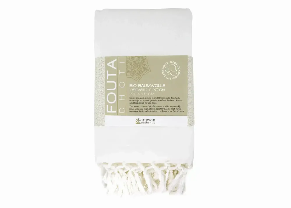 Serviettes de bain - FOUTA EN COTON BIOLOGIQUE - couleur BLANC - KARAWAN AUTHENTIC