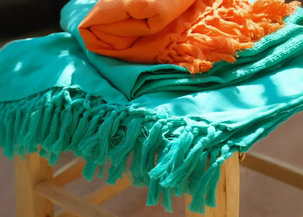 Serviettes de bain - FOUTA EN COTON BIOLOGIQUE - couleur LAGON - KARAWAN AUTHENTIC