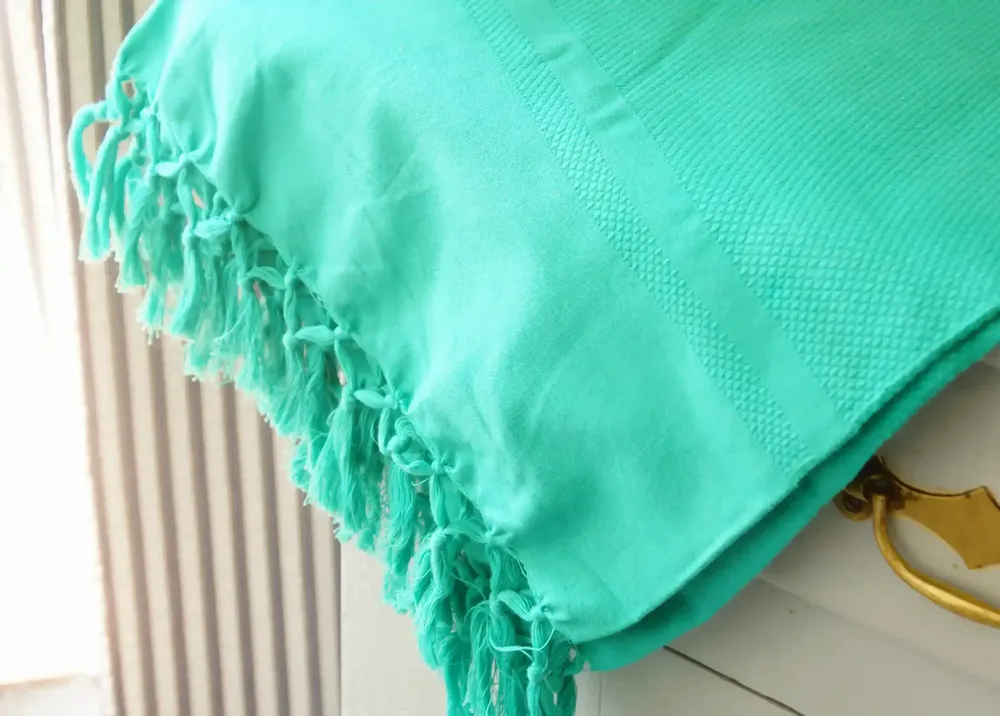 Serviettes de bain - FOUTA EN COTON BIOLOGIQUE - couleur LAGON - KARAWAN AUTHENTIC