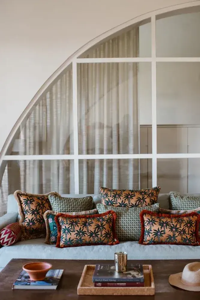 Garden textiles - Double sided cushion Janis Moss & Olive x Michelle Moss & Olive - PALAIS SUSTAINABLE LUXURY