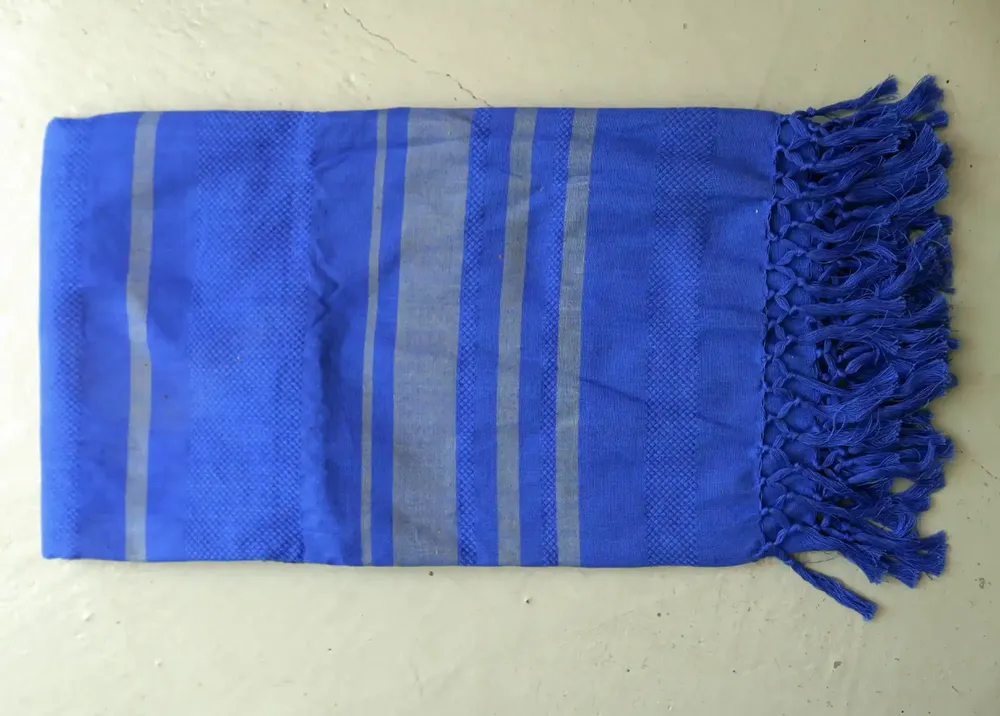 Bath towels - WOVEN ORGANIC COTTON FOUTA - GARDEN COLLECTION - BLUEBERRY COLOR - KARAWAN AUTHENTIC