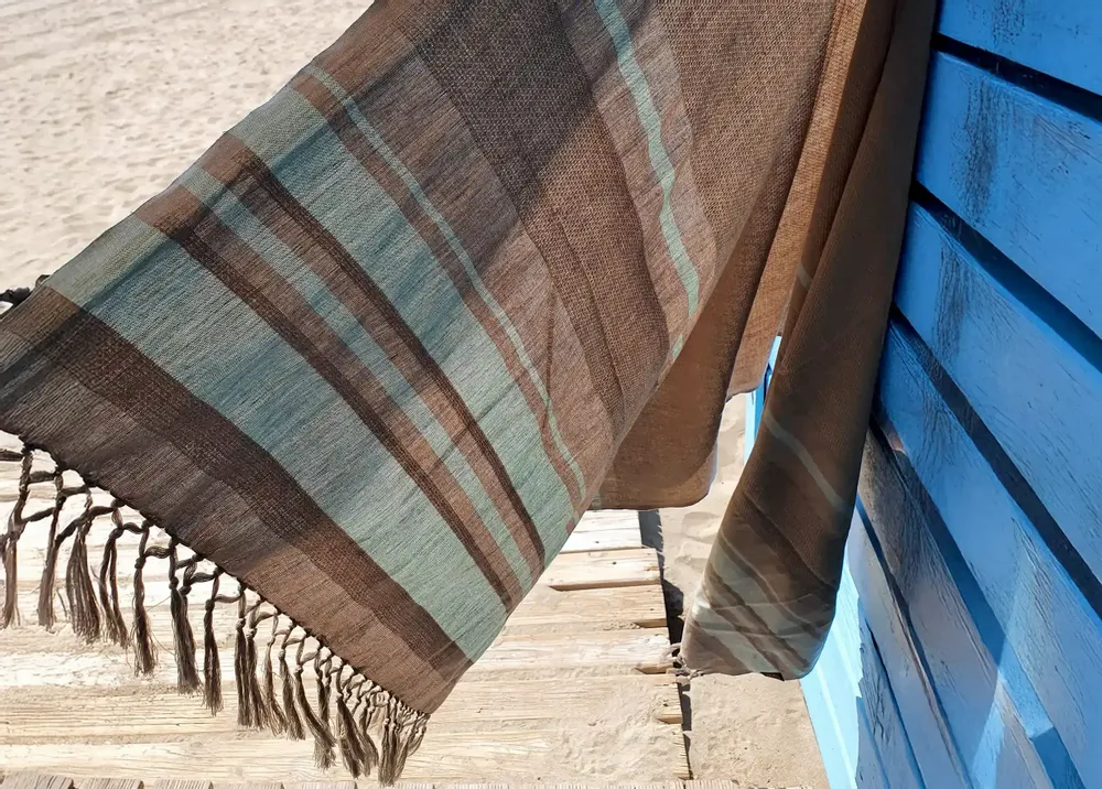 Serviettes de bain - FOUTA TISSÉE EN COTON BIOLOGIQUE - COLLECTION GARDEN - COULEUR EARTH - KARAWAN AUTHENTIC