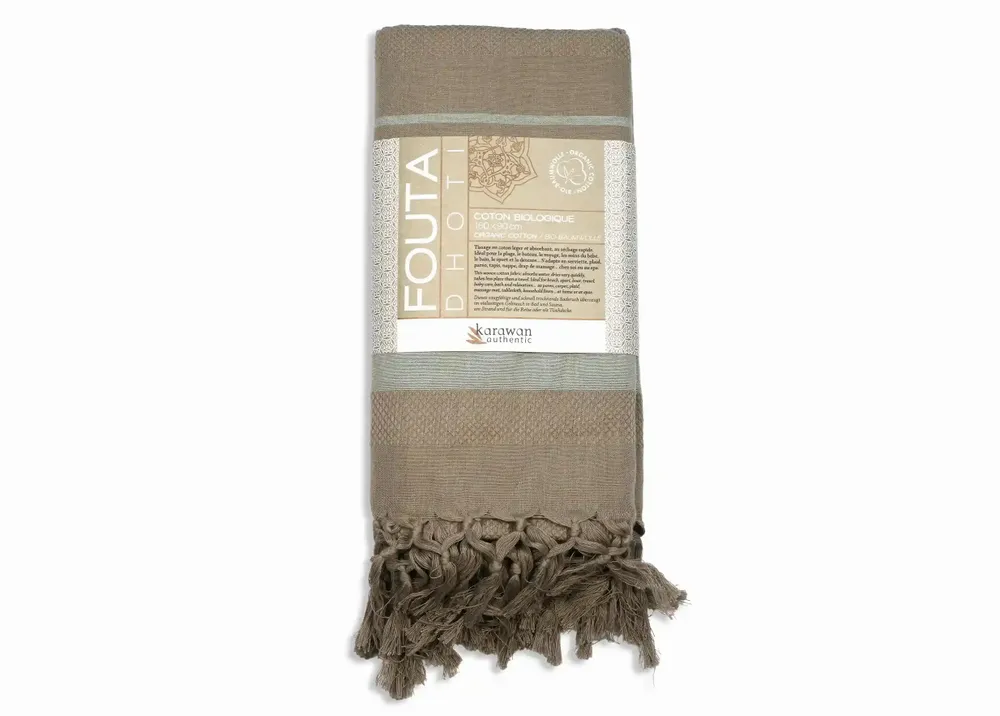 Serviettes de bain - FOUTA TISSÉE EN COTON BIOLOGIQUE - COLLECTION GARDEN - COULEUR EARTH - KARAWAN AUTHENTIC