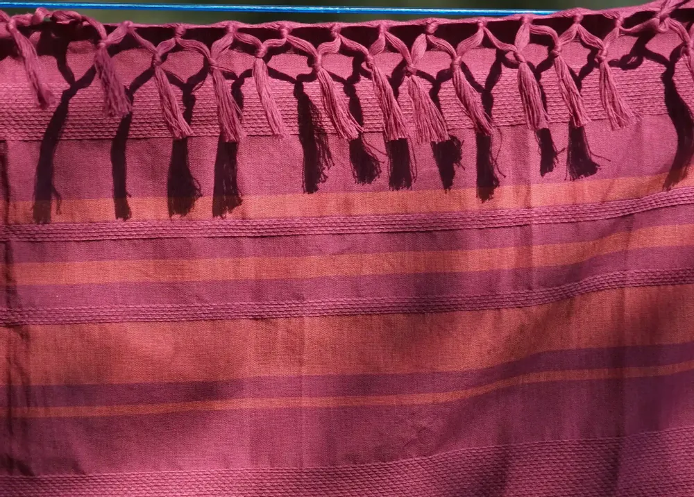 Serviettes de bain - FOUTA TISSÉE EN COTON BIOLOGIQUE - COLLECTION GARDEN - COULEUR FUSHIA - KARAWAN AUTHENTIC