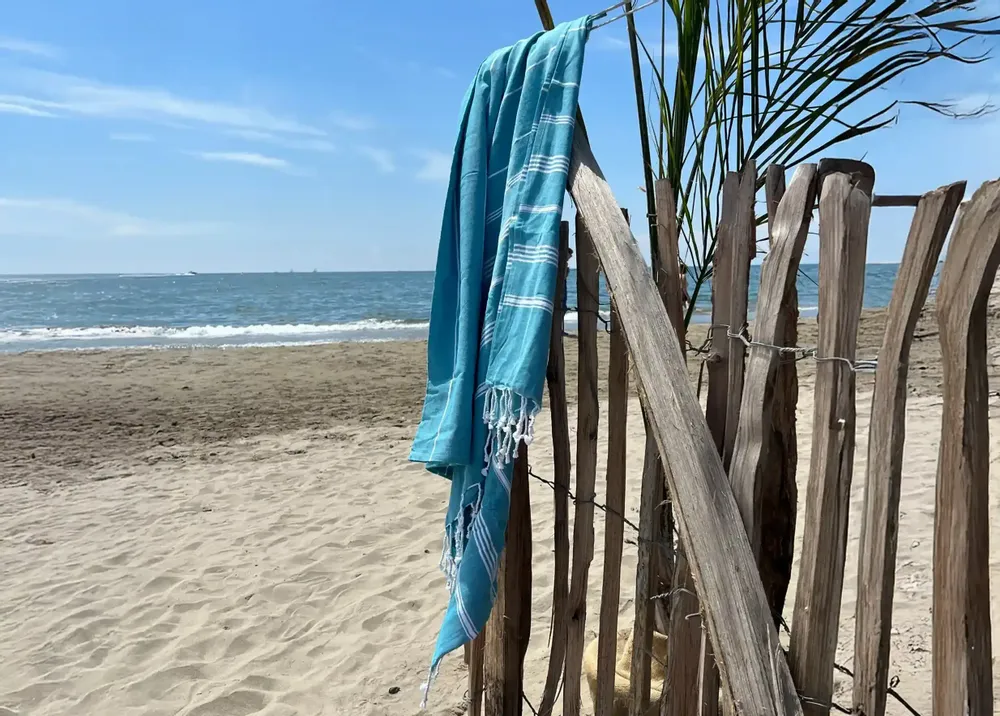 Bath towels - ORGANIC COTTON FOUTA - HAMMAM Collection - Color ATOLL BLUE - KARAWAN AUTHENTIC
