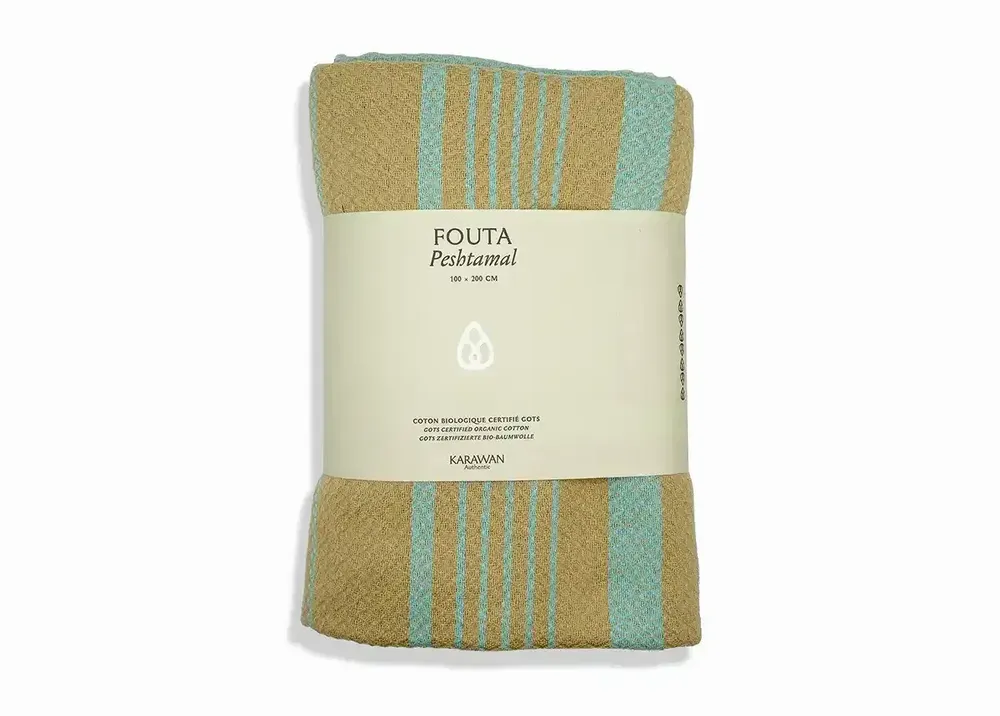 Serviettes de bain - FOUTA EN COTON BIOLOGIQUE - Collection SAND - Couleur AQUASKY - KARAWAN AUTHENTIC