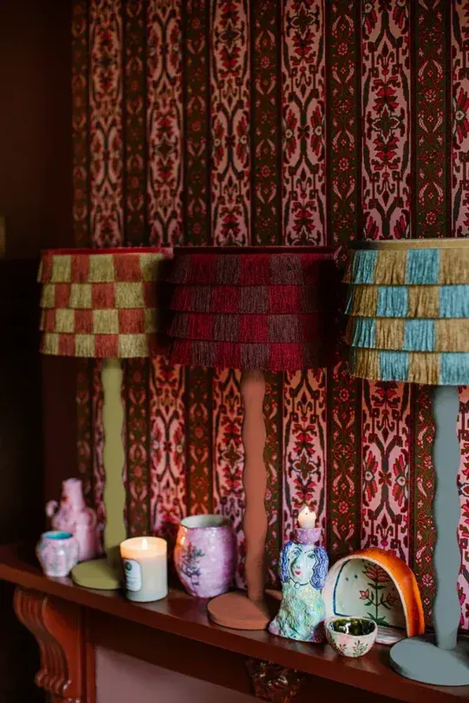 Blinds - Lampshade Giselle Caramel & Dusty Blue - PALAIS SUSTAINABLE LUXURY