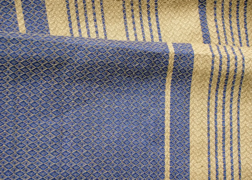 Serviettes de bain - FOUTA EN COTON BIOLOGIQUE - Collection SAND- Couleur SABLE & BLEU IMPERIAL - KARAWAN AUTHENTIC