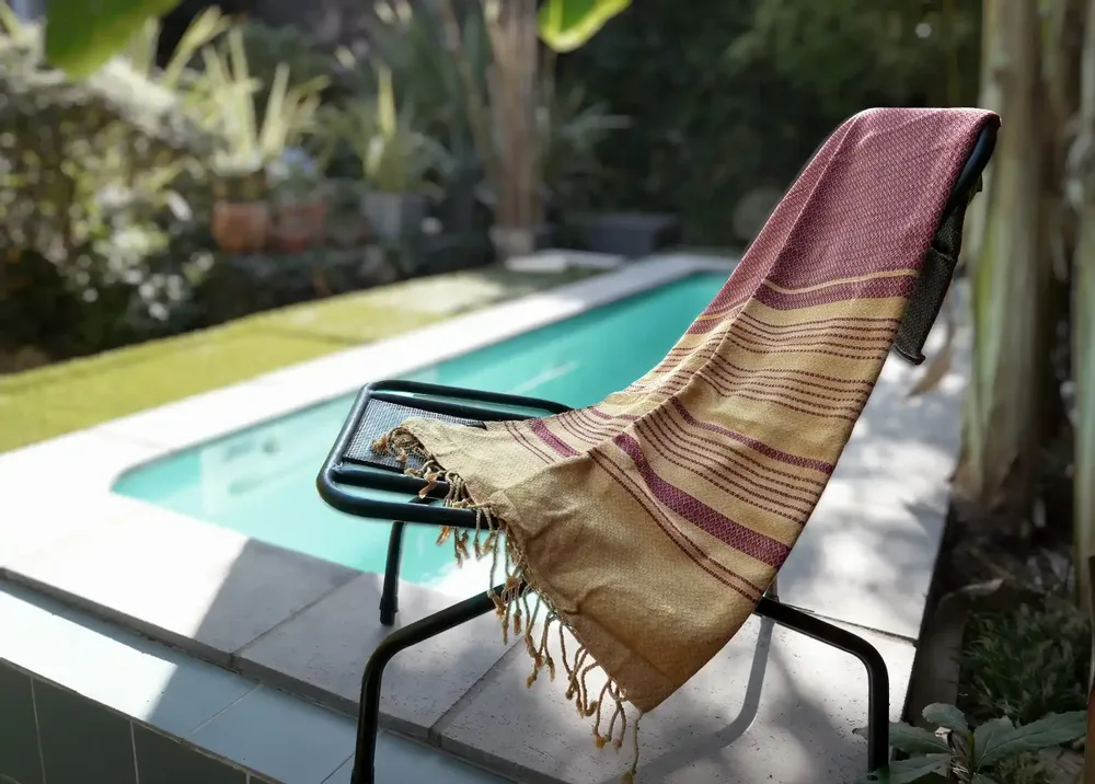 Bath towels - ORGANIC COTTON FOUTA - SAND Collection - SAND & PLUM Color - KARAWAN AUTHENTIC