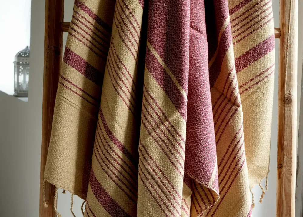 Bath towels - ORGANIC COTTON FOUTA - SAND Collection - SAND & PLUM Color - KARAWAN AUTHENTIC